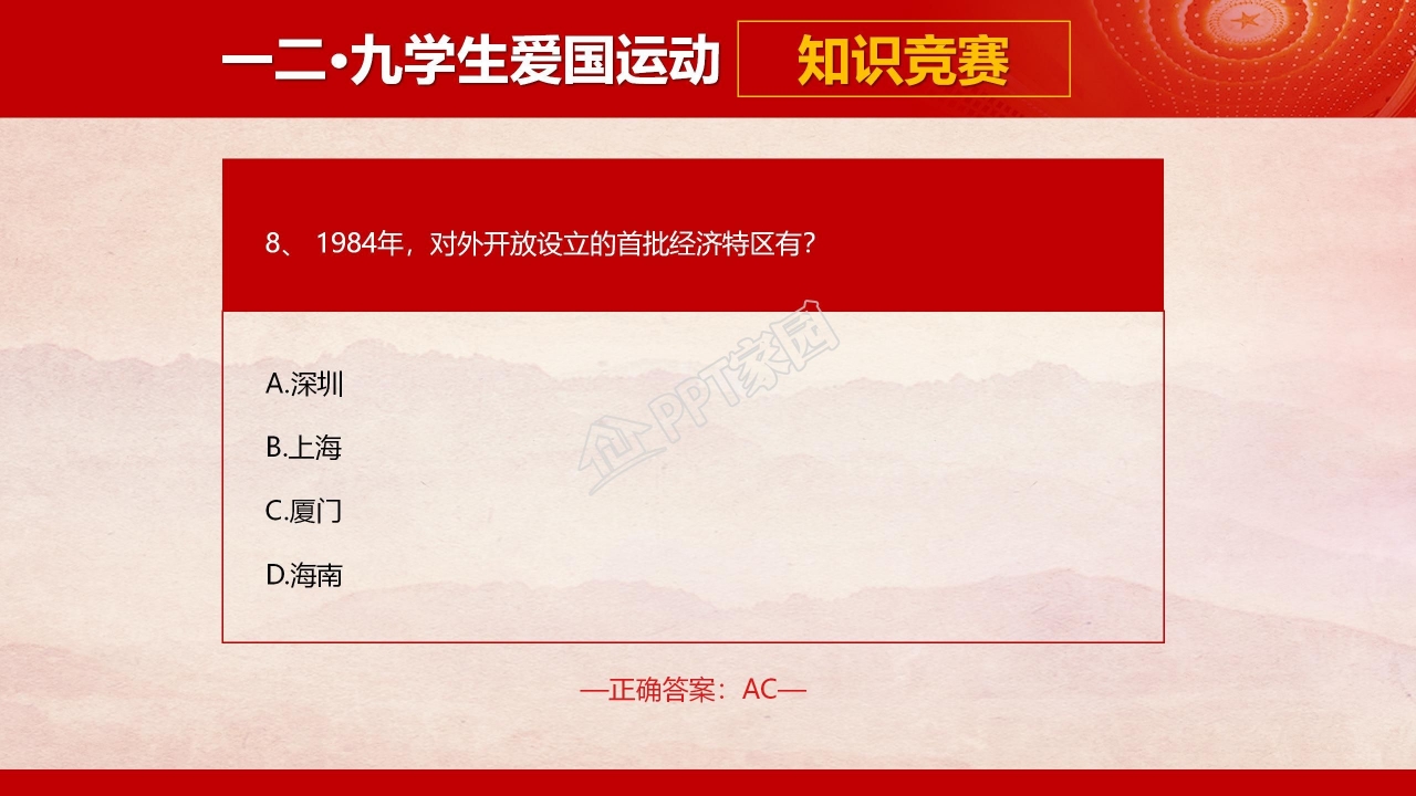 共青团一二九学生爱国运动知识竞赛ppt模板