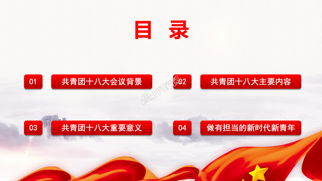 共青团团史学习团课主题班会ppt动态模板