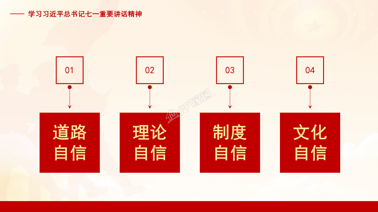 隆重红旗背景不忘初心主题七一党课课件PPT模板
