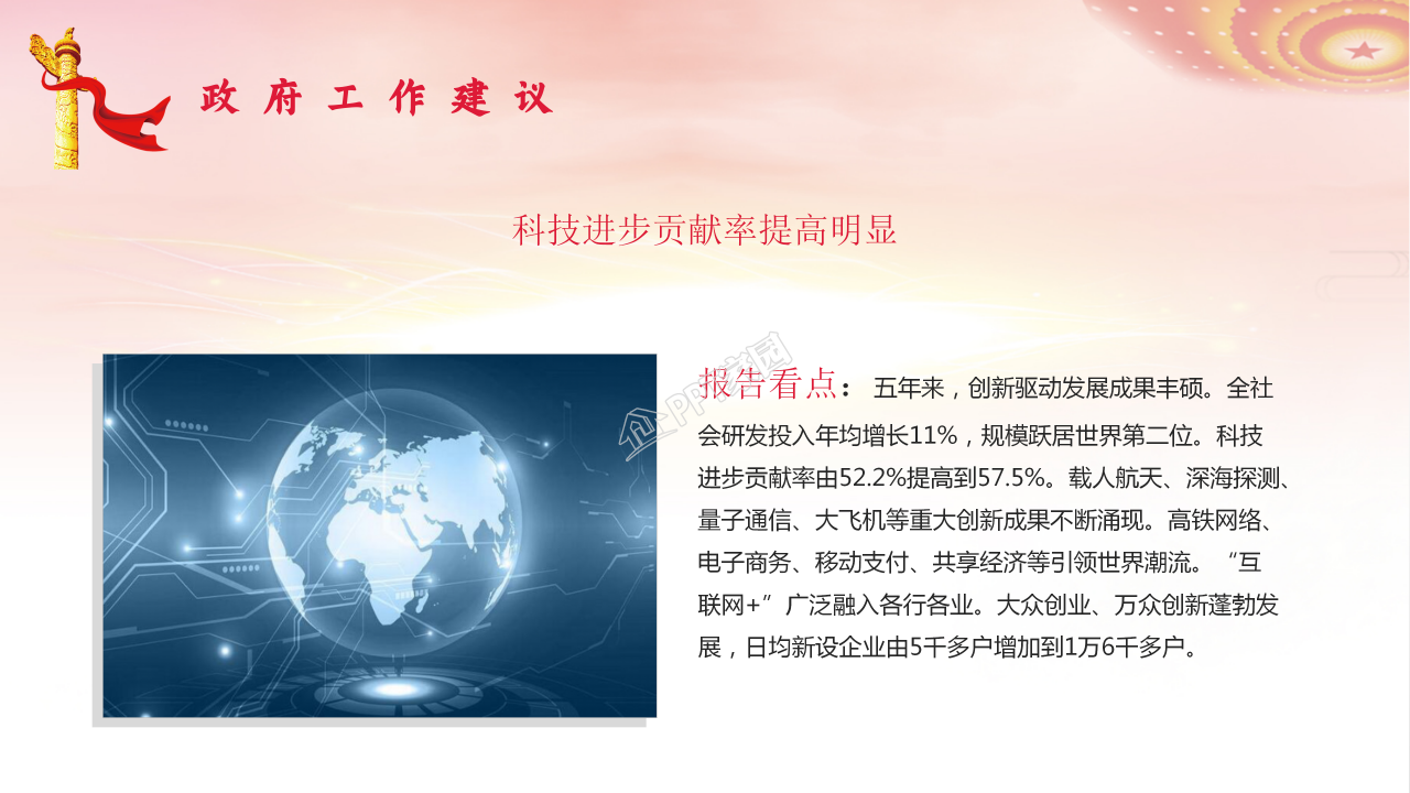 党支部全国两会政府工作报告总结学习ppt模板