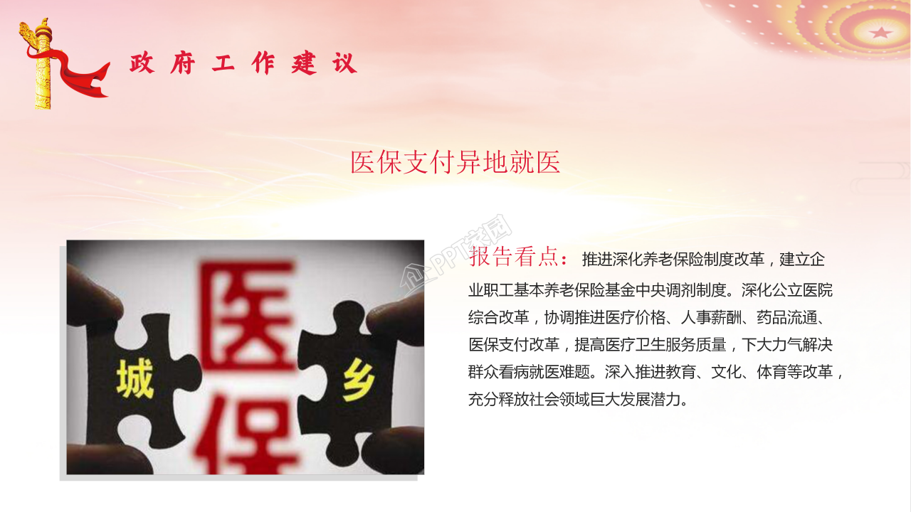 党支部全国两会政府工作报告总结学习ppt模板