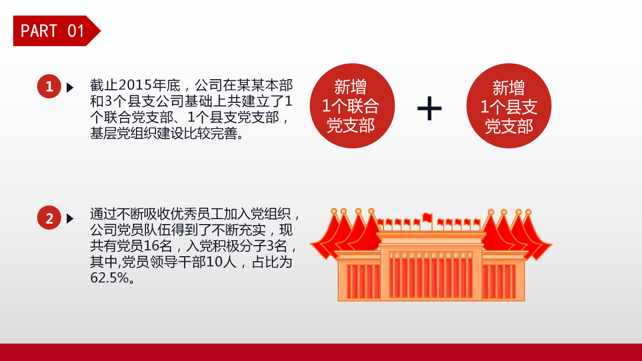 红色党建工作汇报总结PPT模板