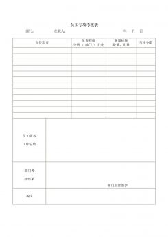 企业员工专项考核表word模板