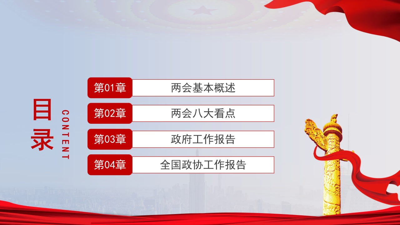 聚焦全国两会政府工作报告全文解读ppt模板
