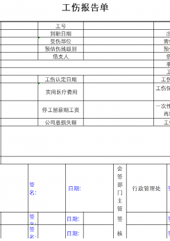 工伤报告单excel模板