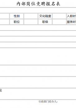 内部岗位竞聘报名表excel模板