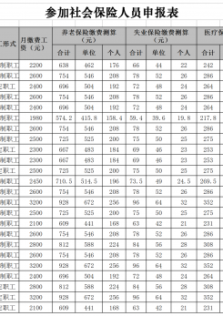 参加社会保险人员申请表excel模板
