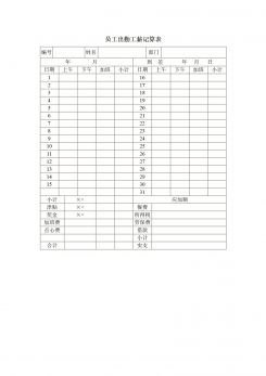 员工出勤工薪记算表word模板