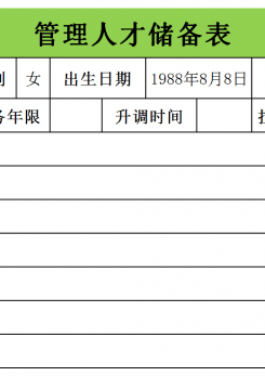 管理人才储备表excel模板