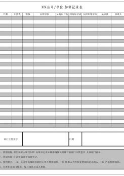 公司企业加班记录表excel模板