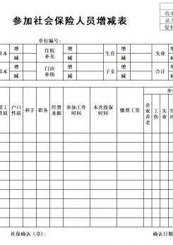 参加社会保险人员增减表excel模板