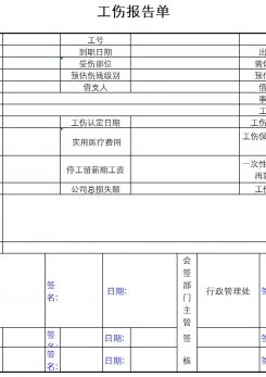 工伤报告单excel模板