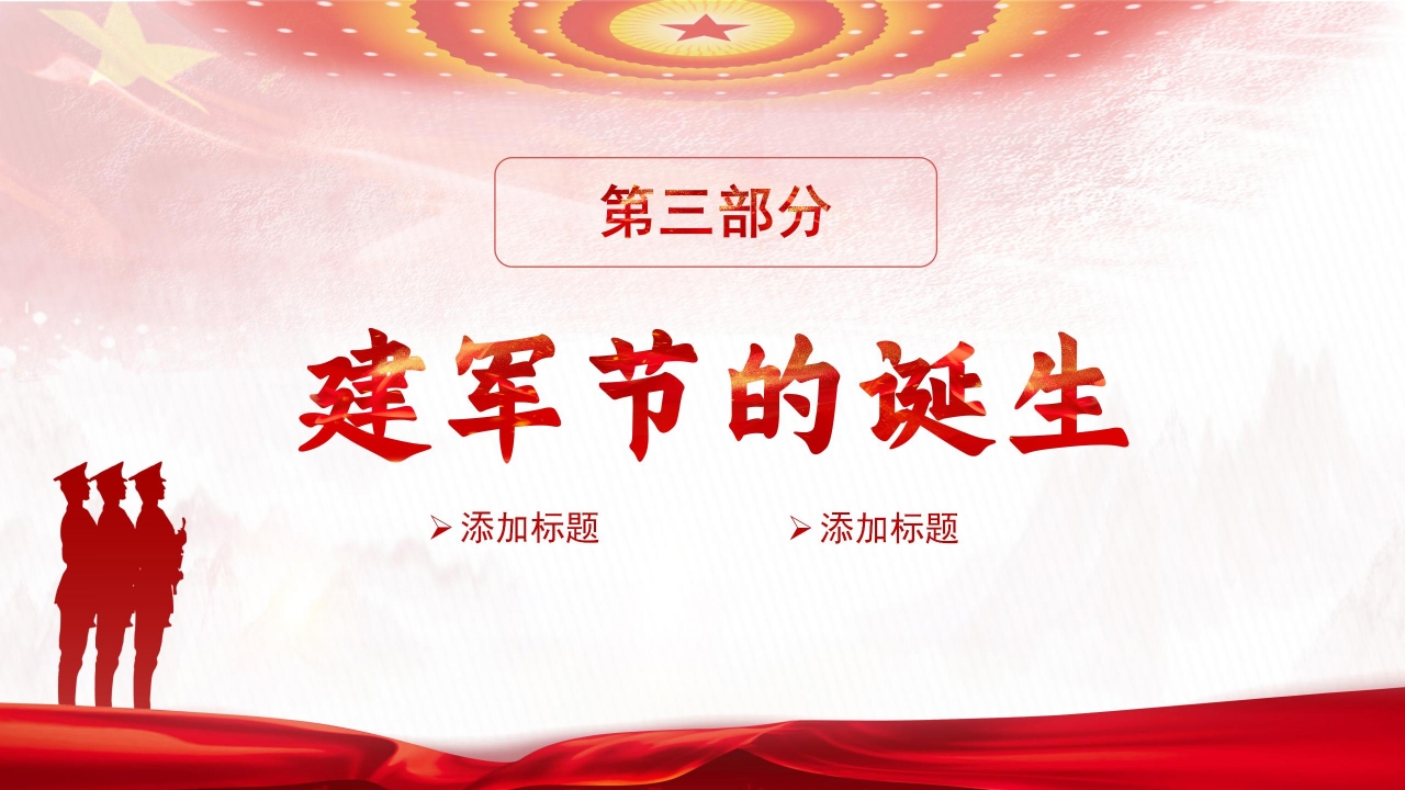 简约卡通八一建军节节日庆典通用ppt模板