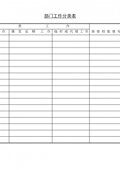 部门工作分类表word模板