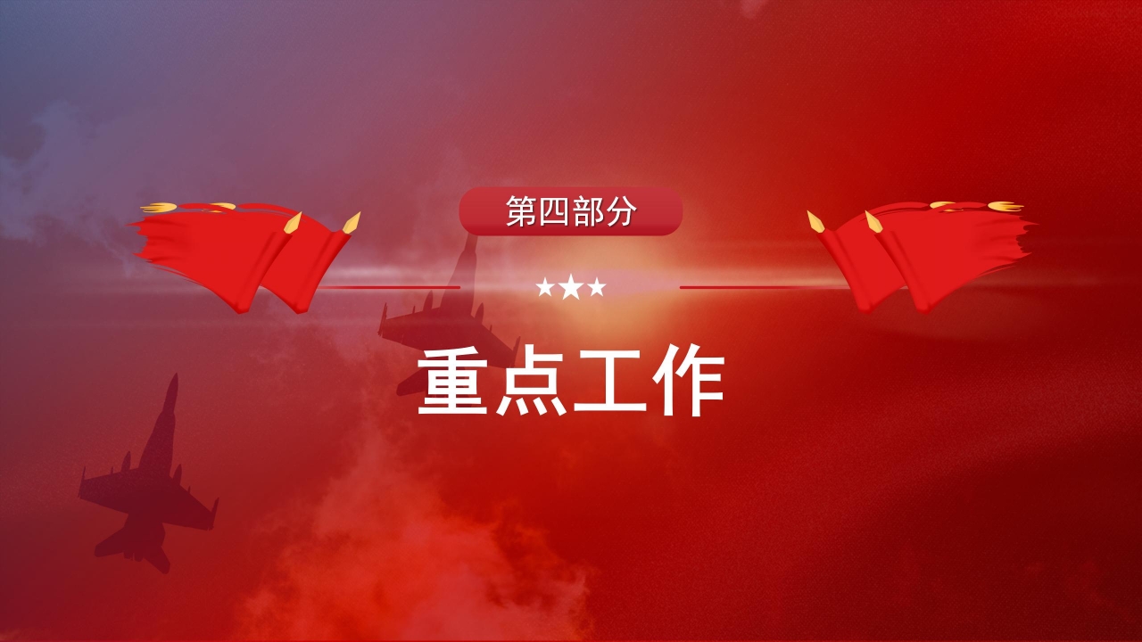 隆重壮丽红旗和平鸽背景点缀建军节党政PPT模板