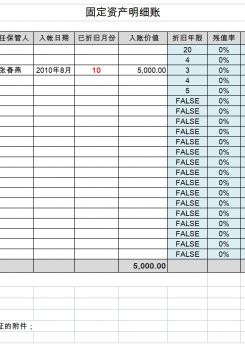 固定资产明细表excel模板