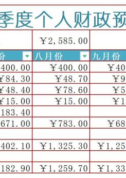 个人财政预算excel模板