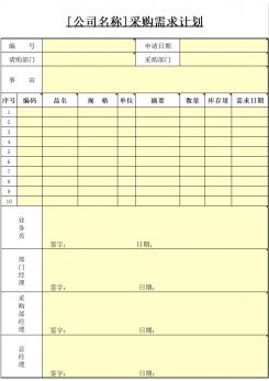 采购计划excel模板
