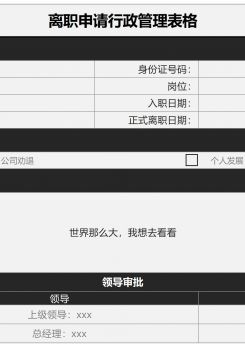 离职申请表excel模板