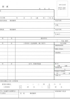 兼职履历表excel模板