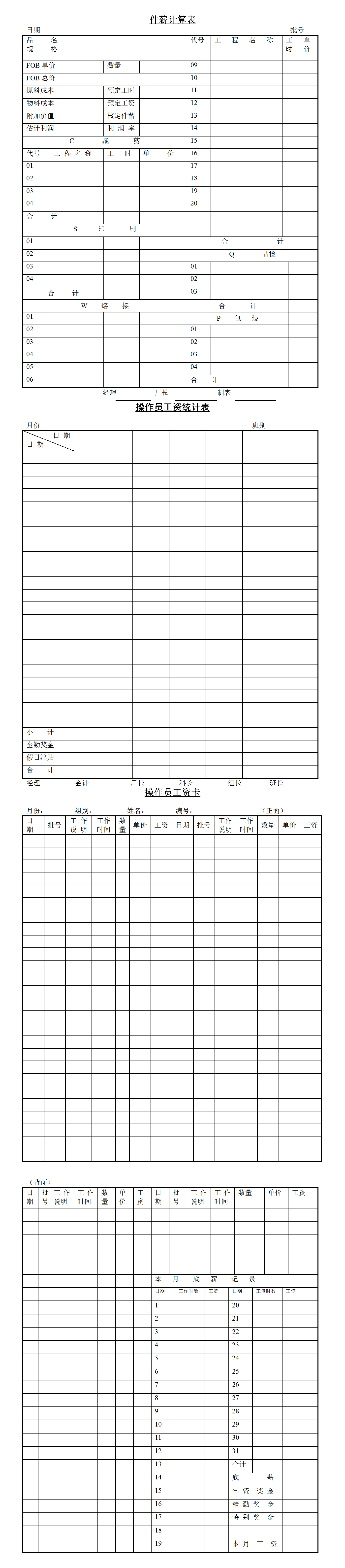 件薪计算表word模板