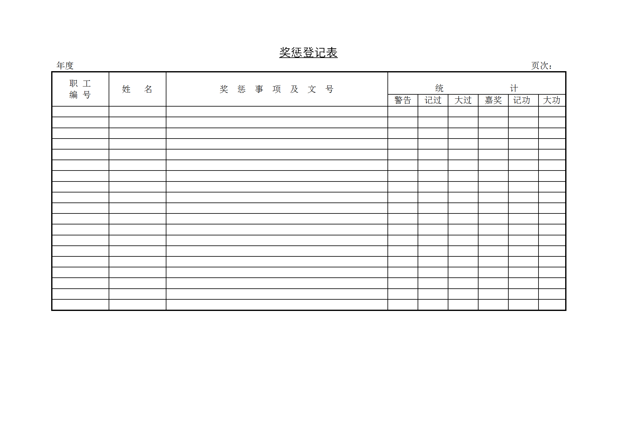 奖惩登记表word模板