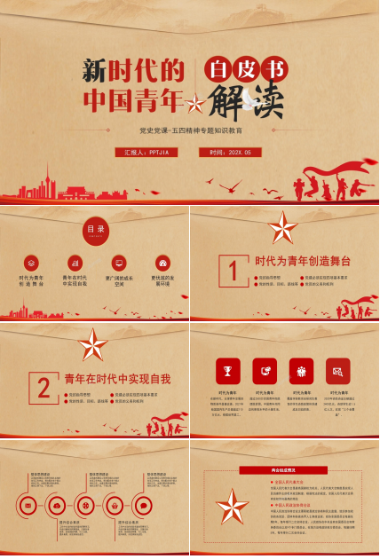 新时代中国青年白皮书解读ppt模板下载推荐
