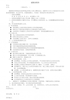 企业员工试用合同书word模板