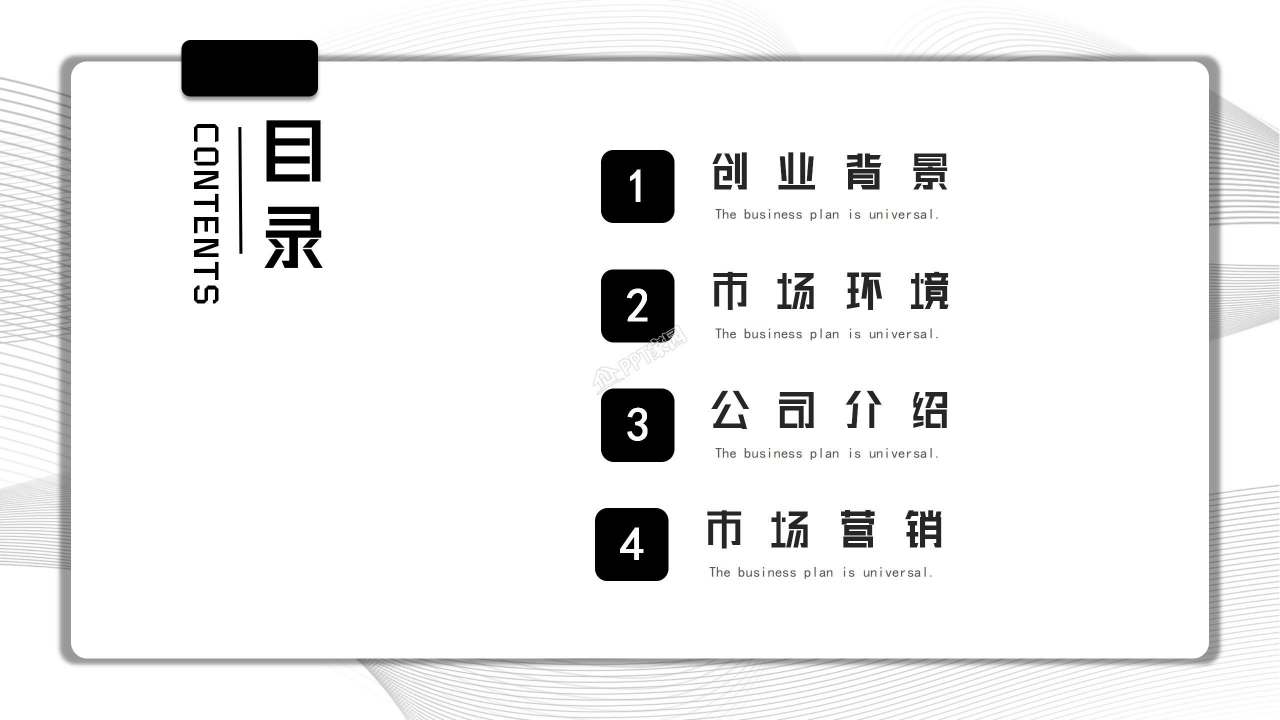 白色简洁扁平化创业计划书融资计划书ppt模板