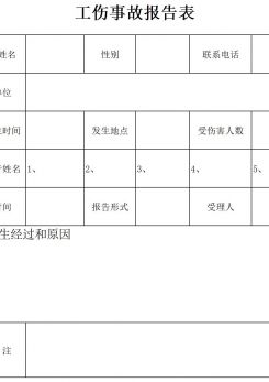 工伤事故报告excel模板