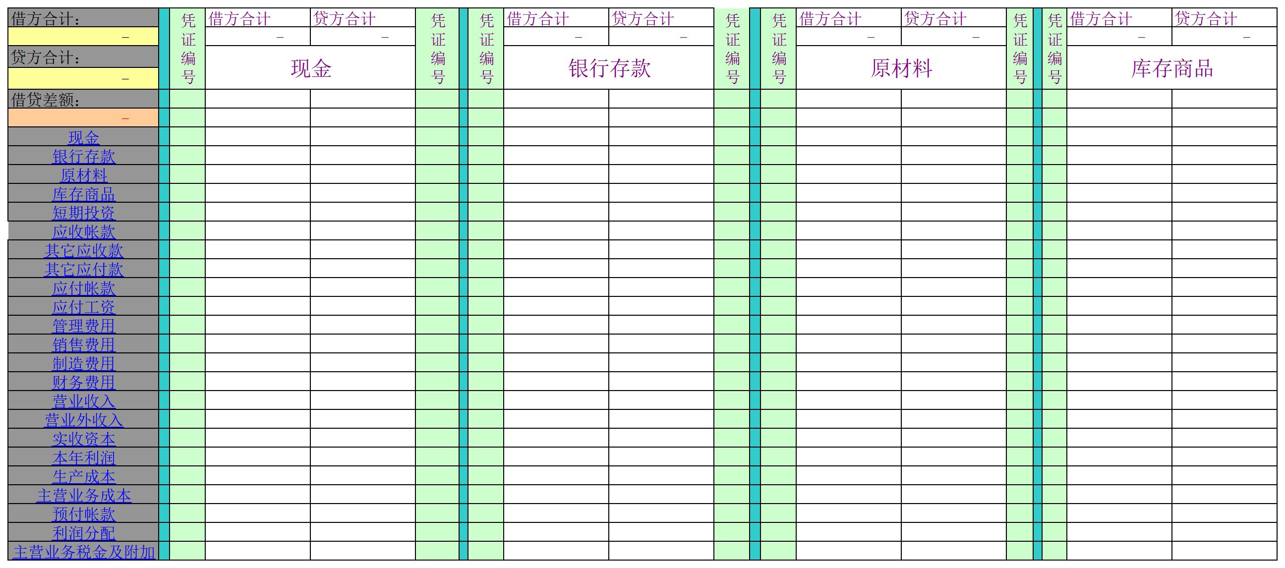 月度财务报表excel模板