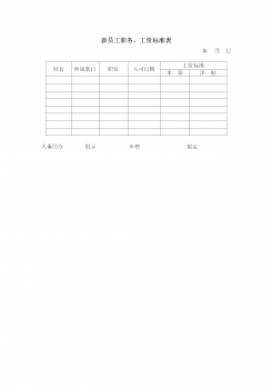 新员工职务工资标准表word模板