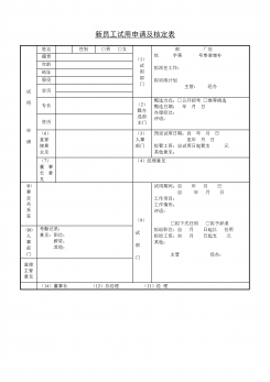 新员工试用申请核定表word模板