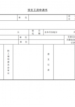 预支工资申请书word模板