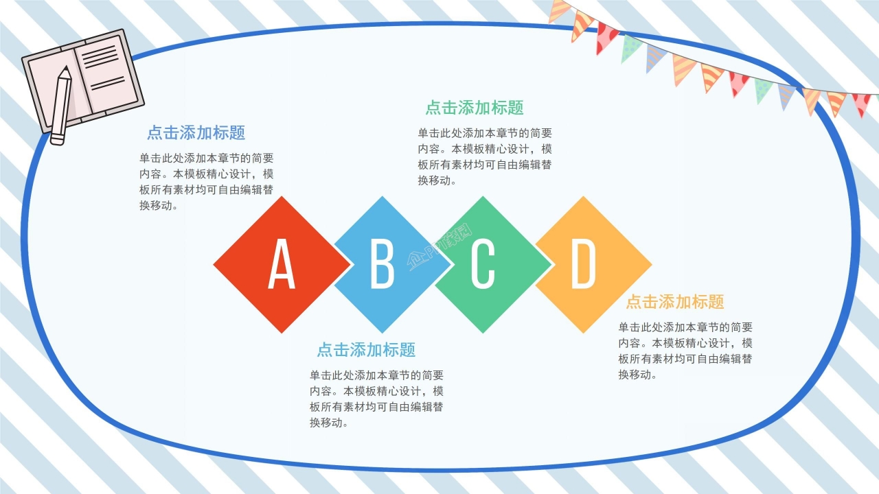 蓝色简约教师说课通用ppt模板