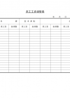 员工工资调整表word模板
