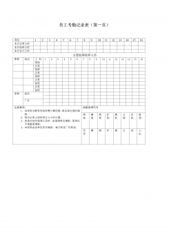 员工考勤记录表word模板