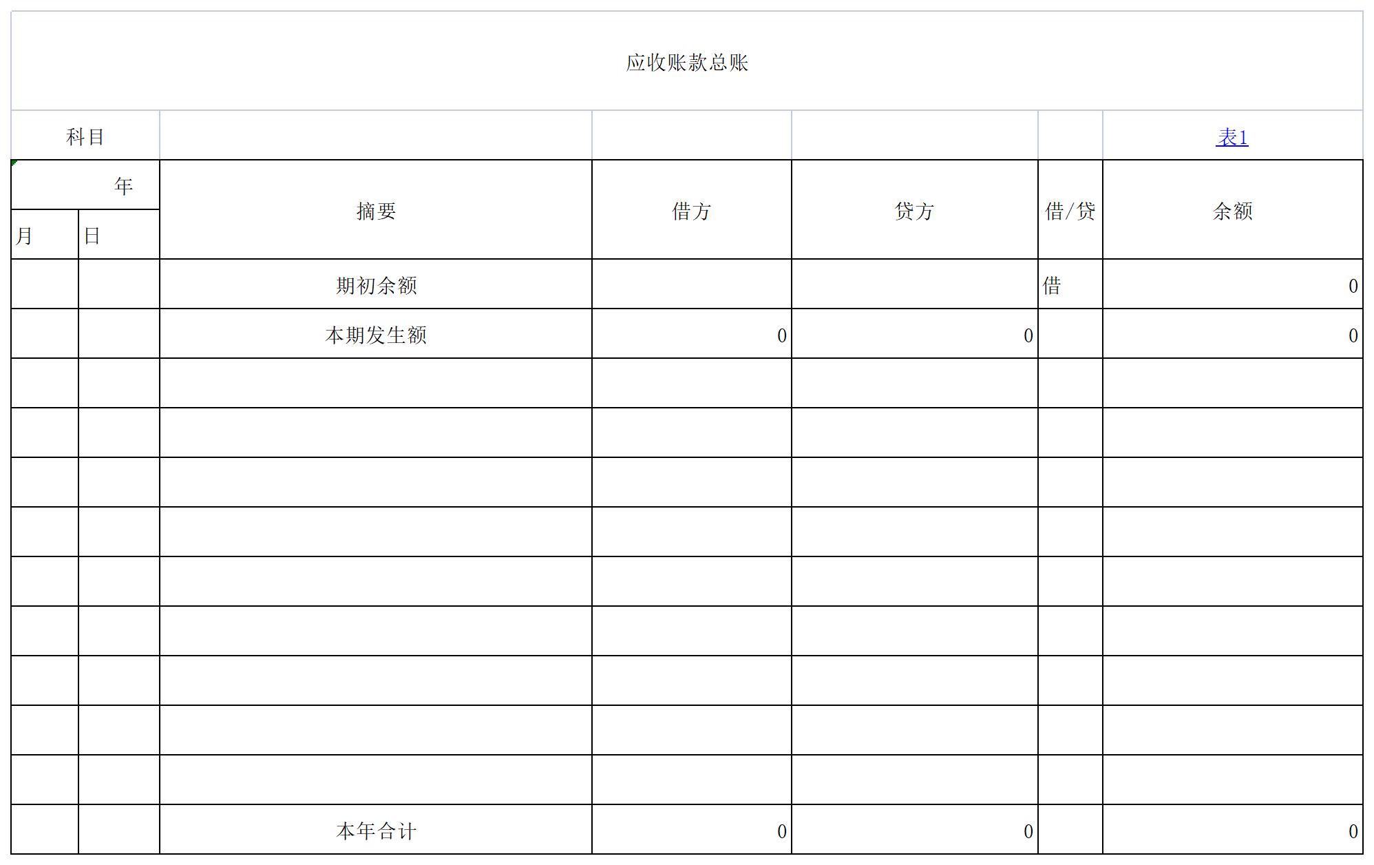 应收应付账款明细表excel模板