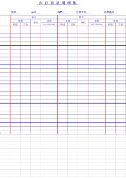 库存商品明细账excel模板