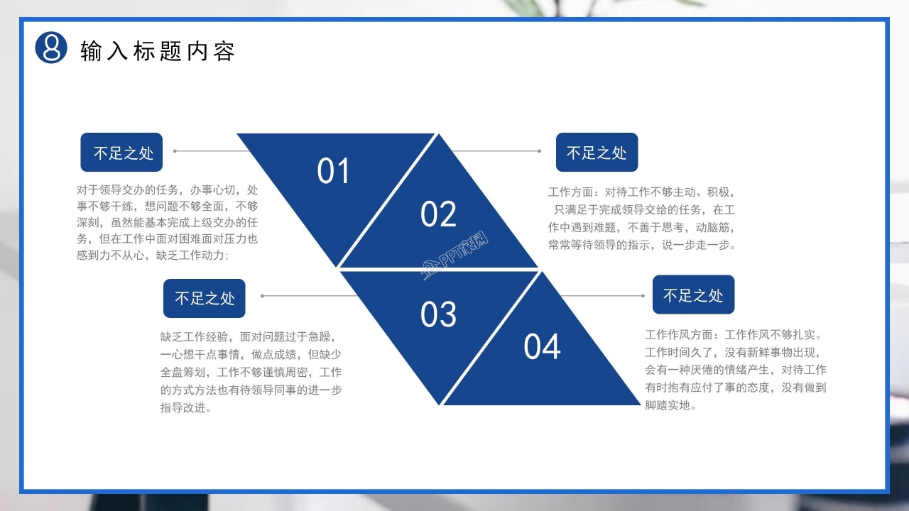 蓝色简洁个人工作述职ppt模板