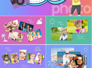 五彩儿童成长档案相册展示ppt模板下载推荐