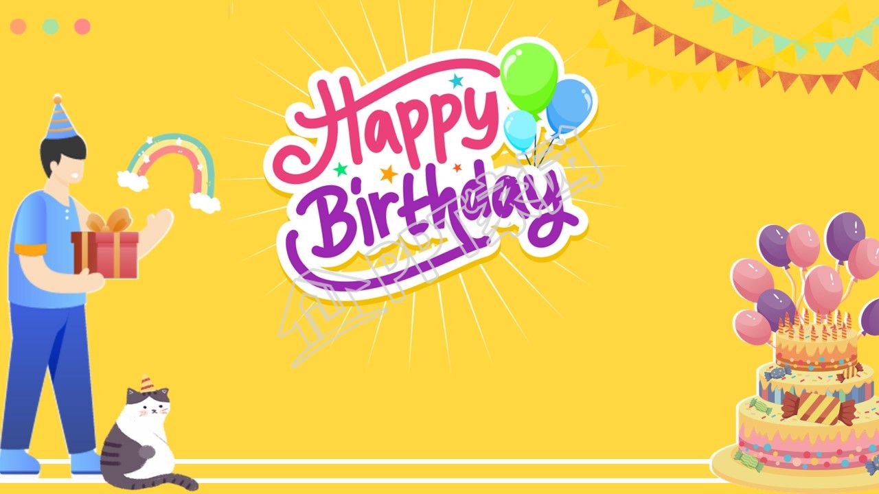 卡通生日快乐ppt背景图片