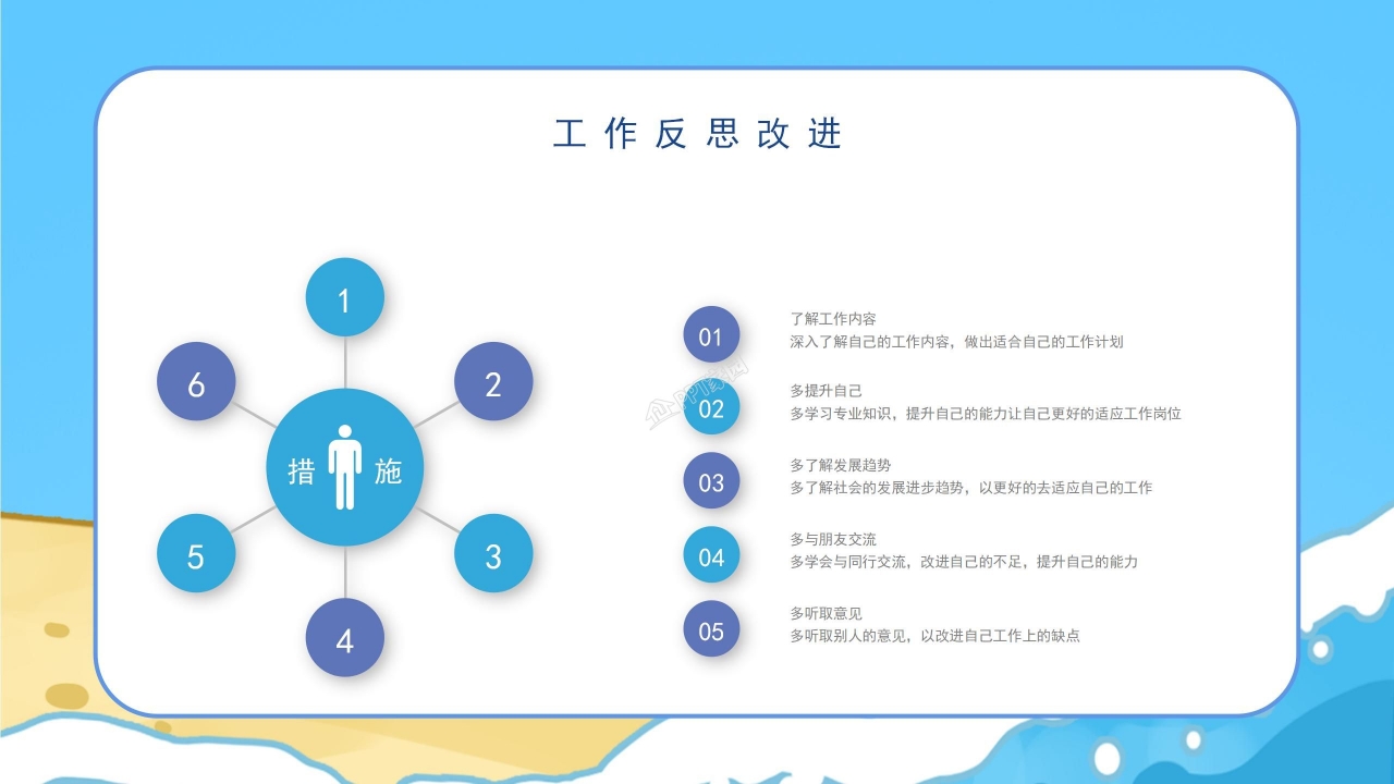 卡通风学生干部个人述职报告项目汇报工作总结ppt模板