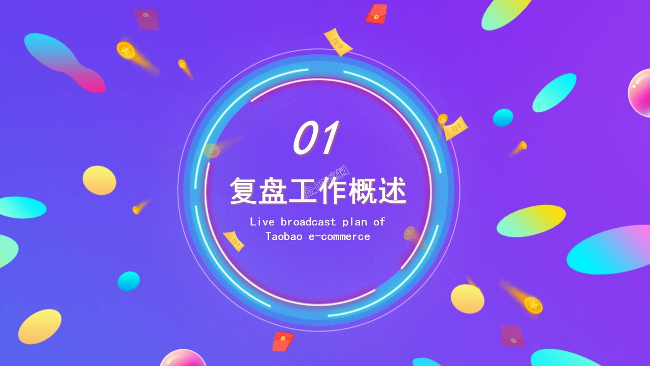 紫色炫彩卡通营销活动成果汇报工作总结年度规划ppt模板