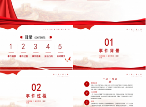 卡通红色一二九运动纪念日ppt模板下载推荐