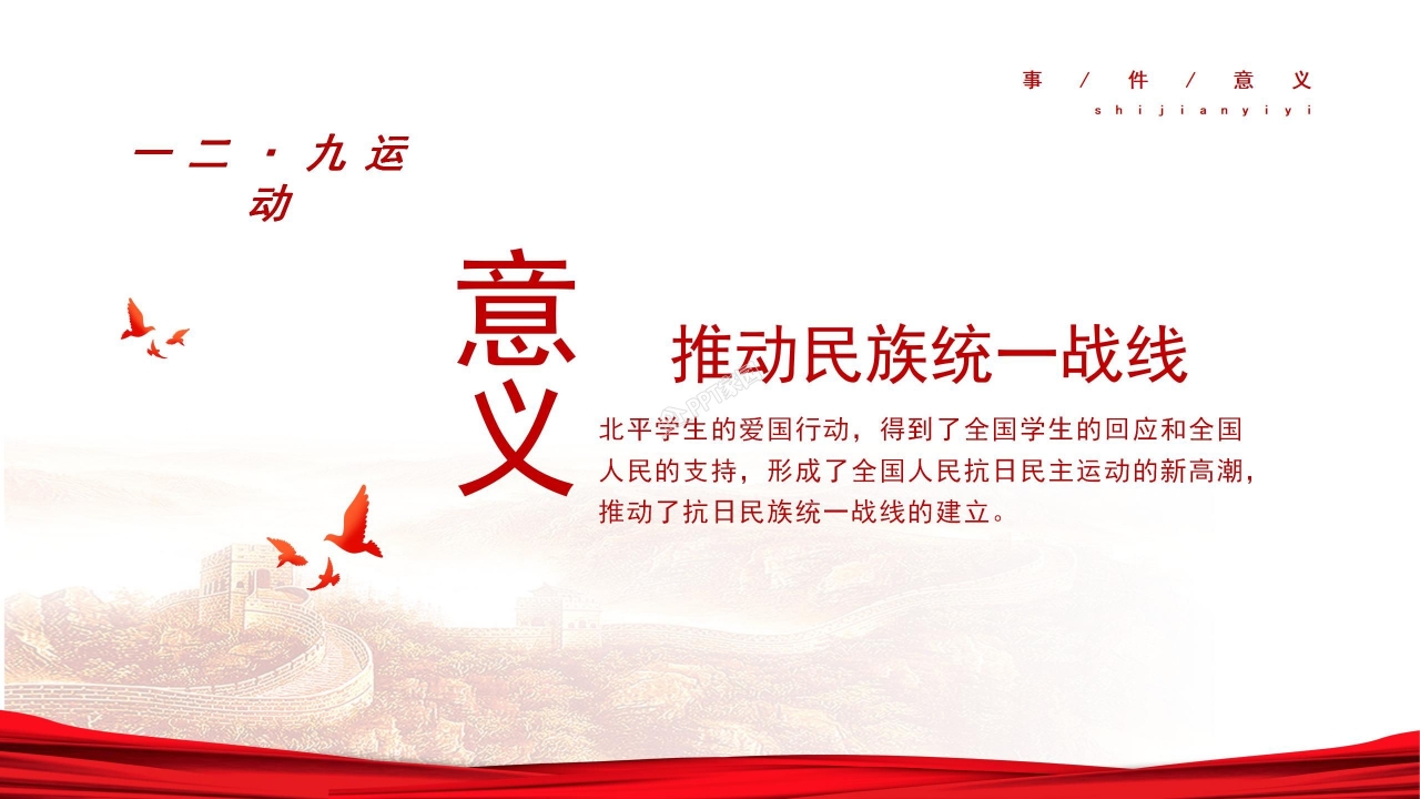 卡通红色一二九运动纪念日ppt模板