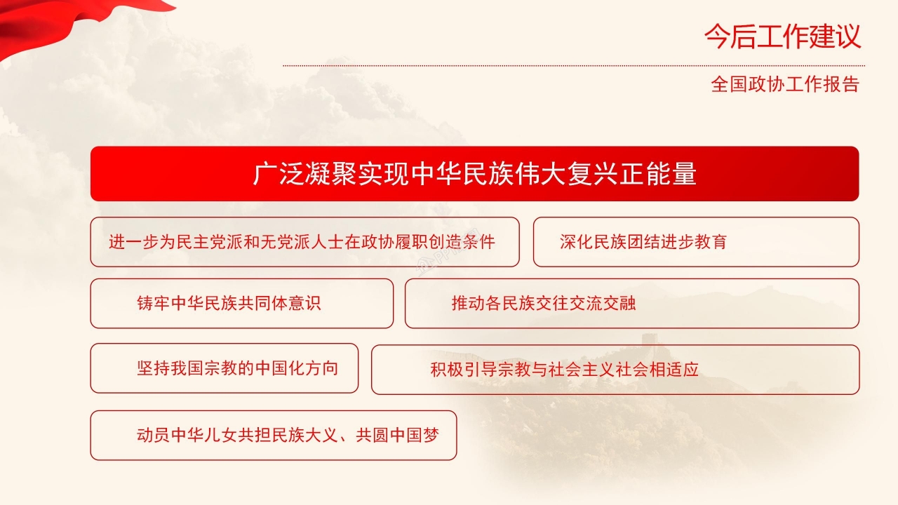 红色大气简约全国政协常委会工作报告ppt模板