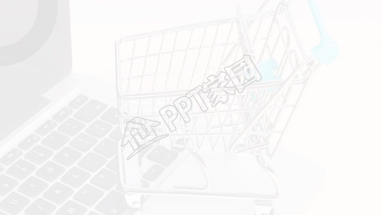 微信营销职场办公人物电脑购物车绿色圆圈ppt背景图片