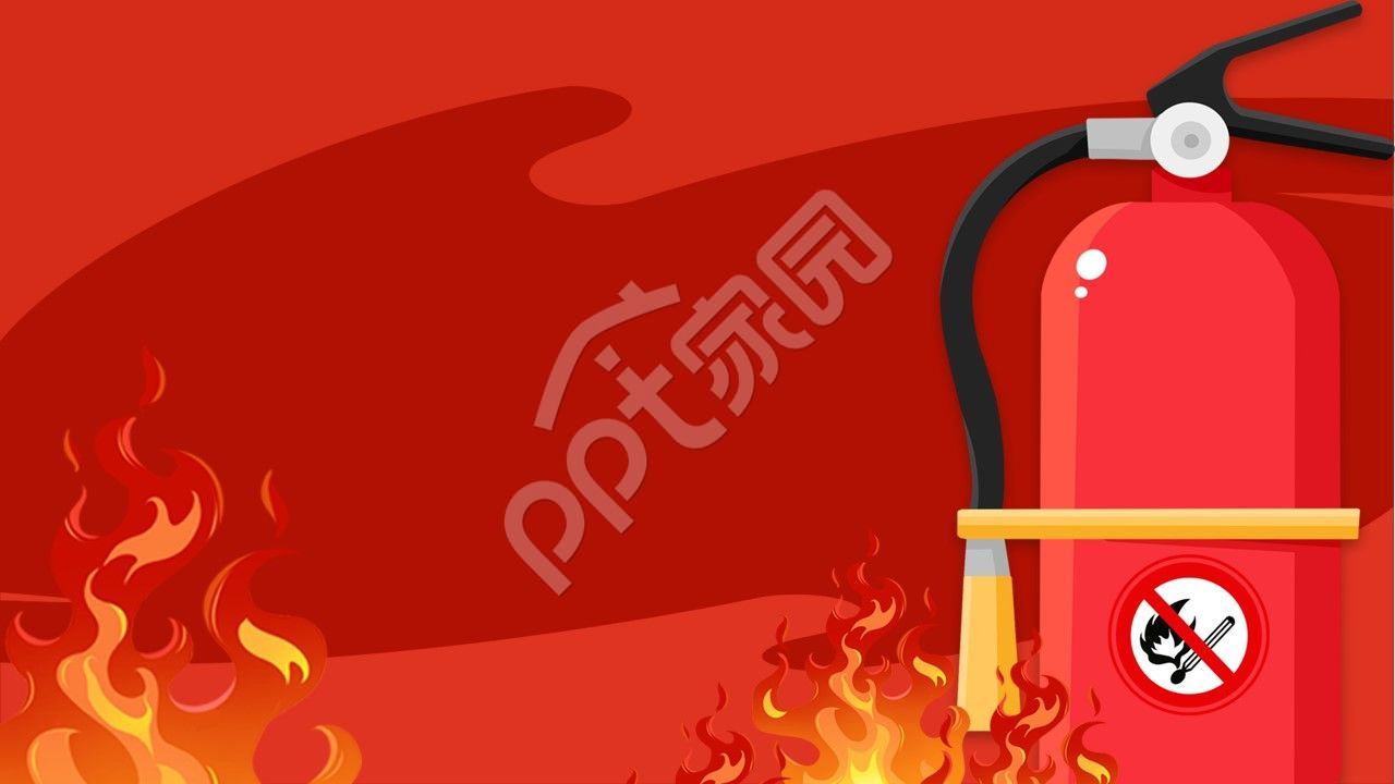 红色手绘简约风消防安全教育消防员防火主题班会ppt背景图片