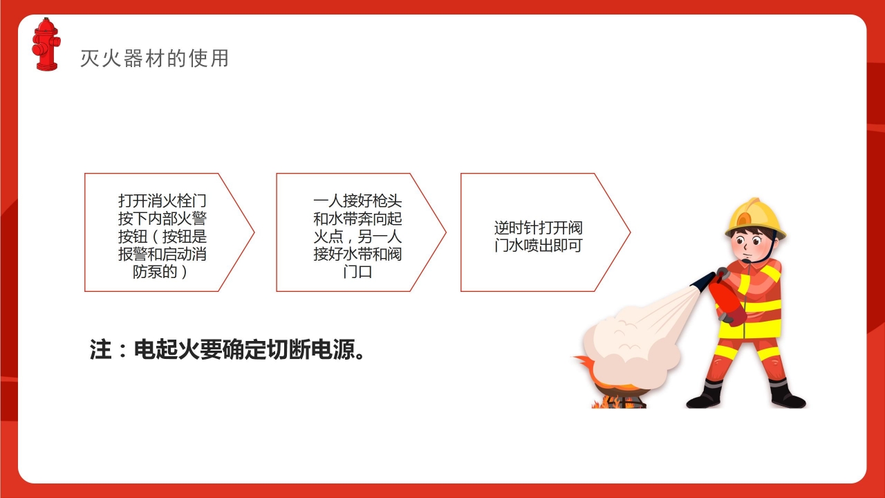 红色手绘消防安全教育培训课件主题演讲班会PPT模板